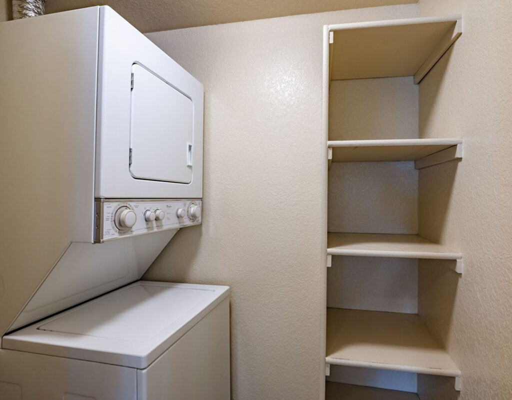 In-home stacked washer and dryer at Country Brook